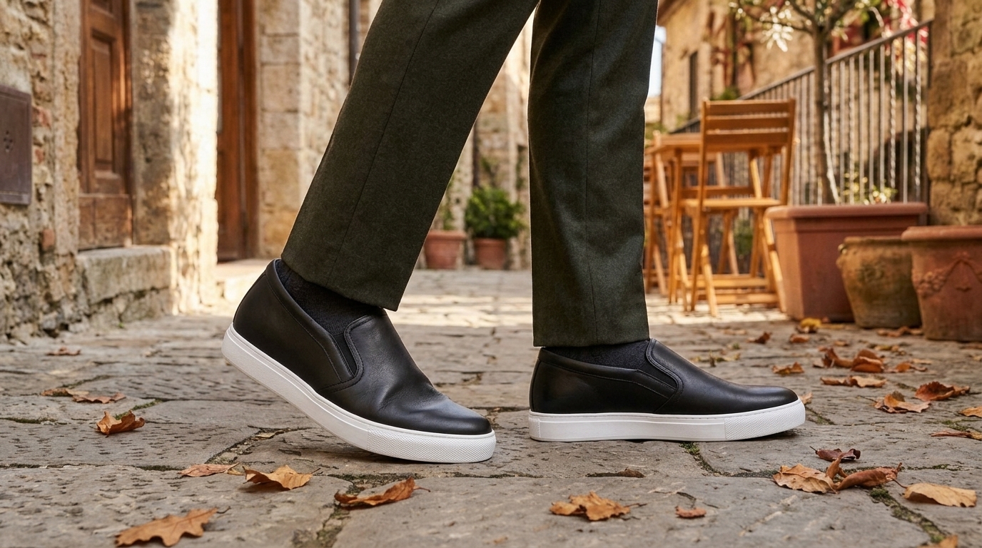 Sempione black leather lift sneakers +2.4"
